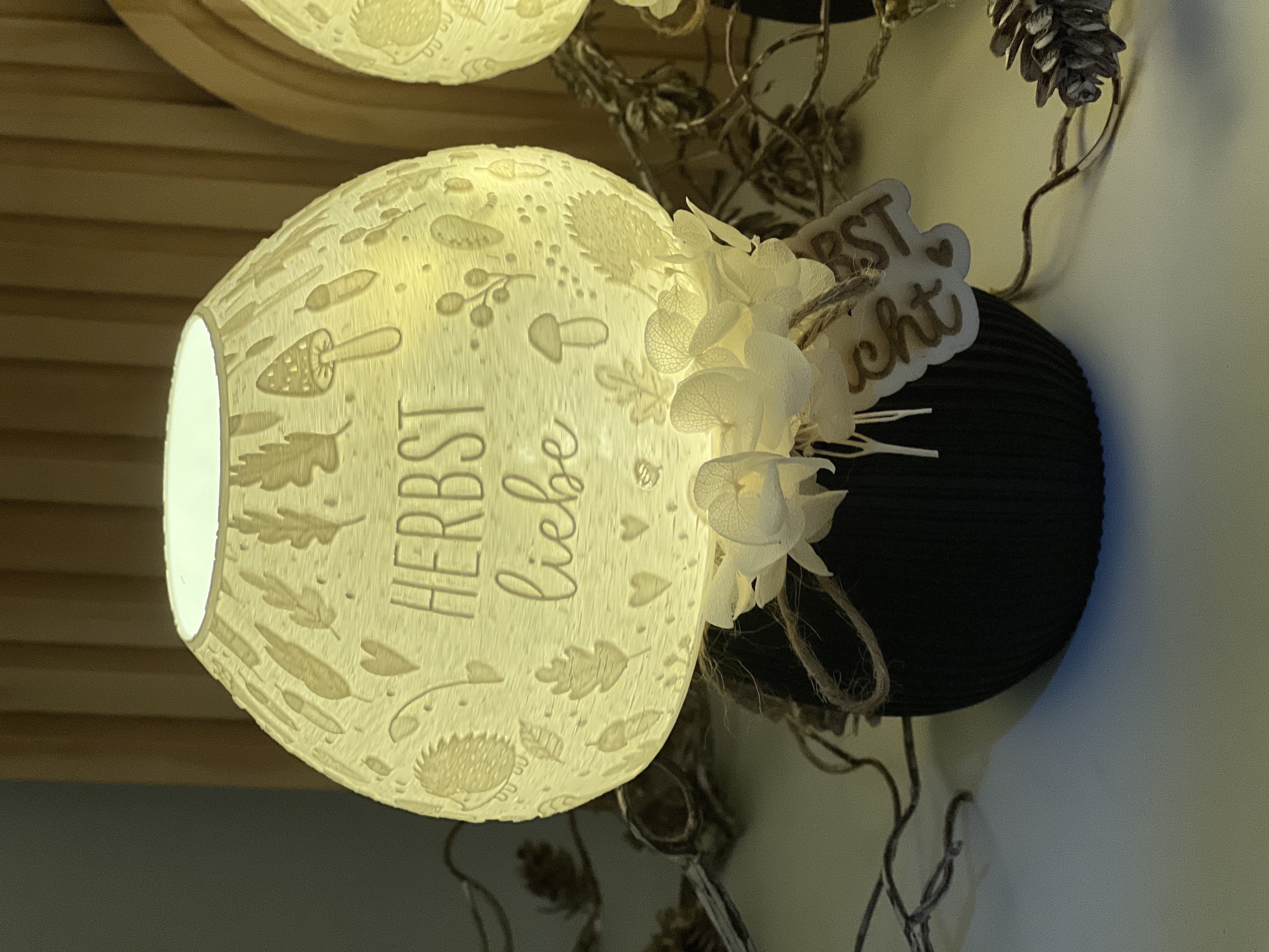 Pilzlampe 3D gedruckt „Herbstliebe“ | LED Lichterkette |