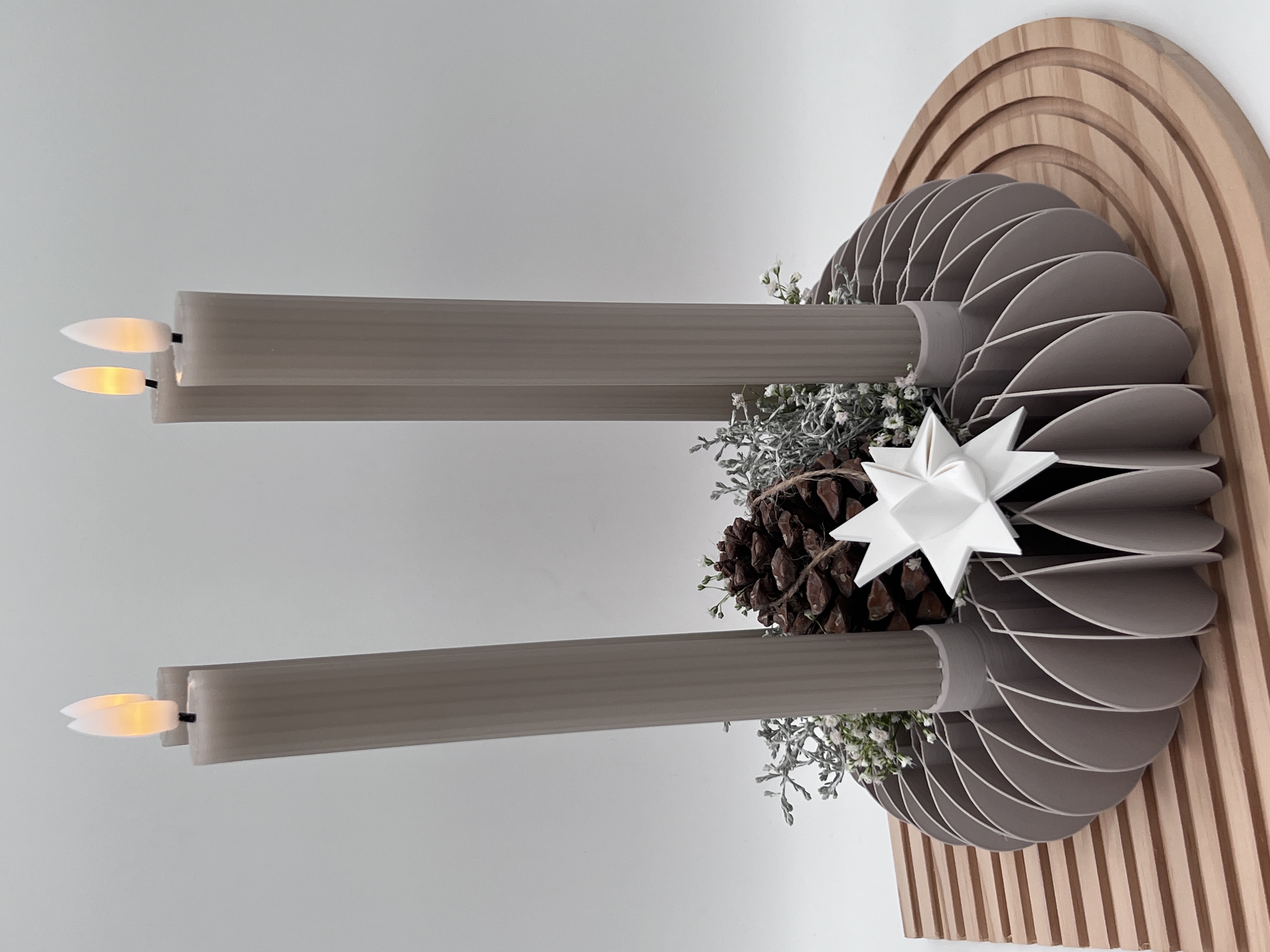 3D gedruckter Kranz für LED-Stabkerzen | Moderner Adventskranz