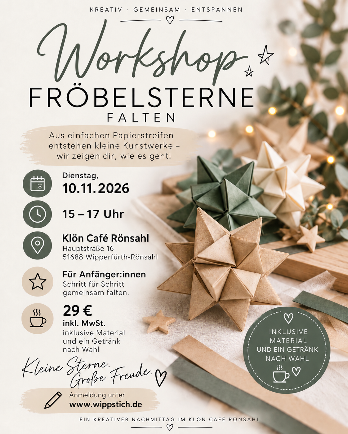 Fröbelsterne im Cafe