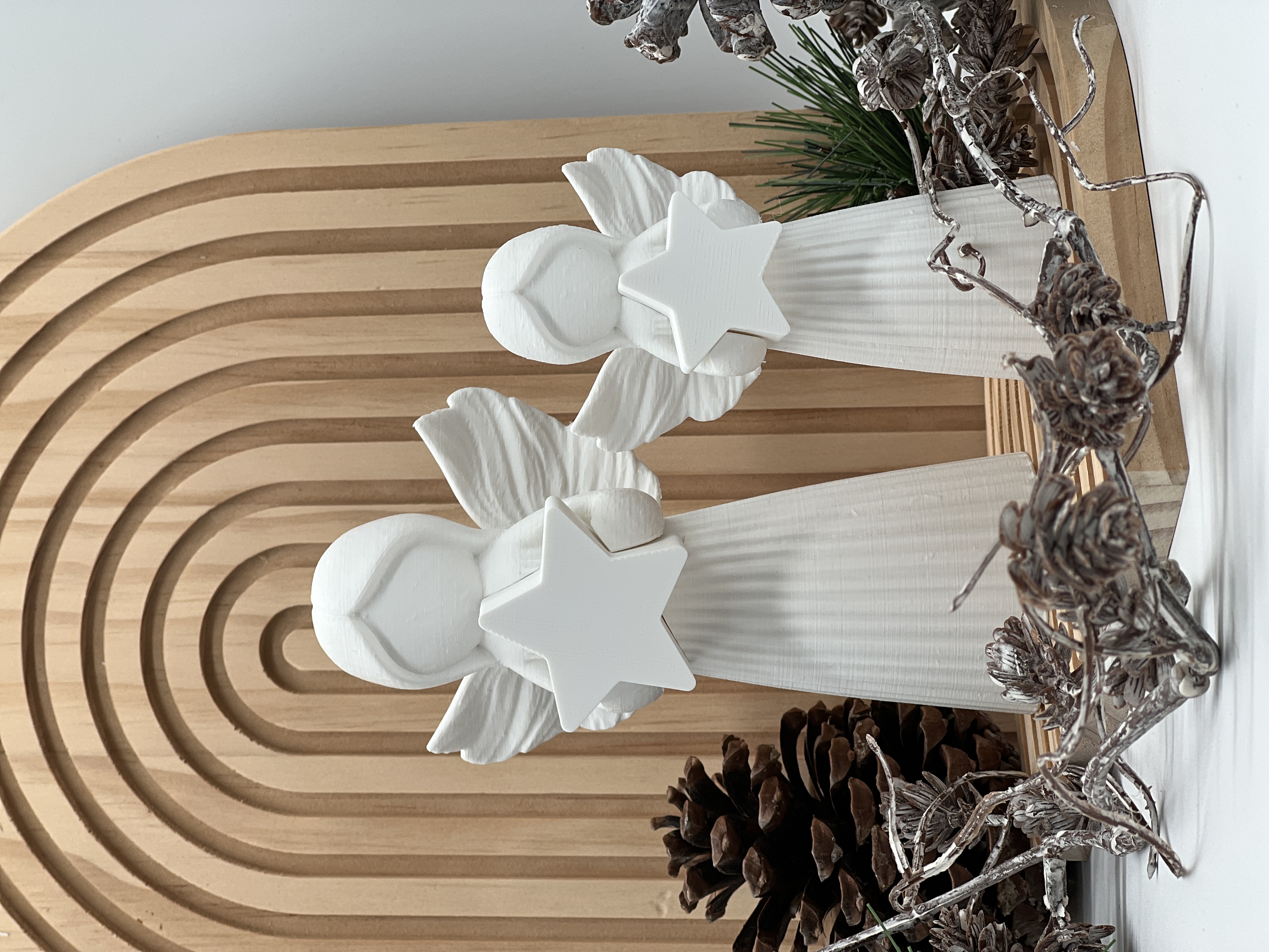 Engel mit leuchtendem Stern | 3D-Druck Weihnachtsdeko | beleuchtbarer Deko-Engel