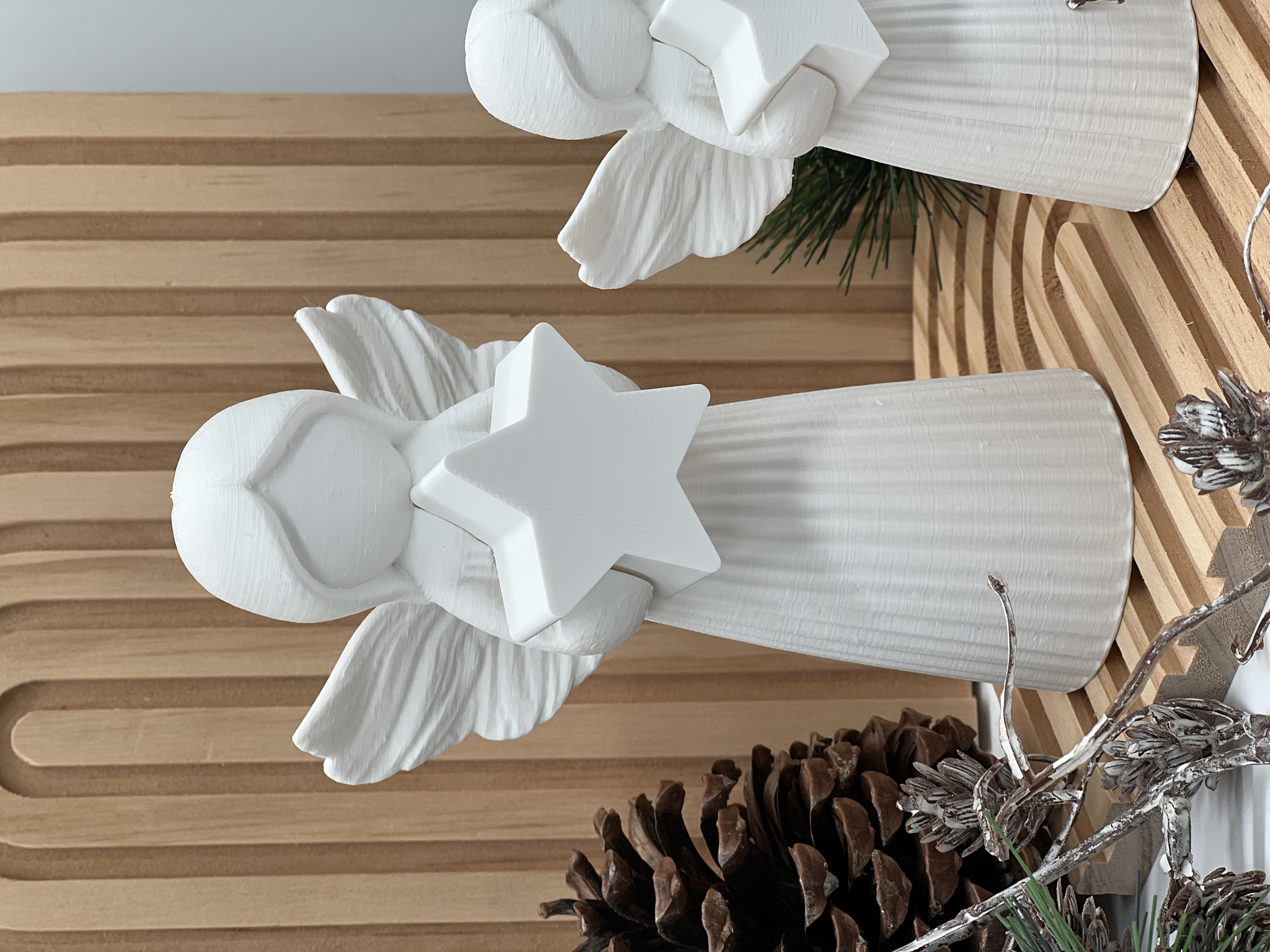 Engel mit leuchtendem Stern | 3D-Druck Weihnachtsdeko | beleuchtbarer Deko-Engel