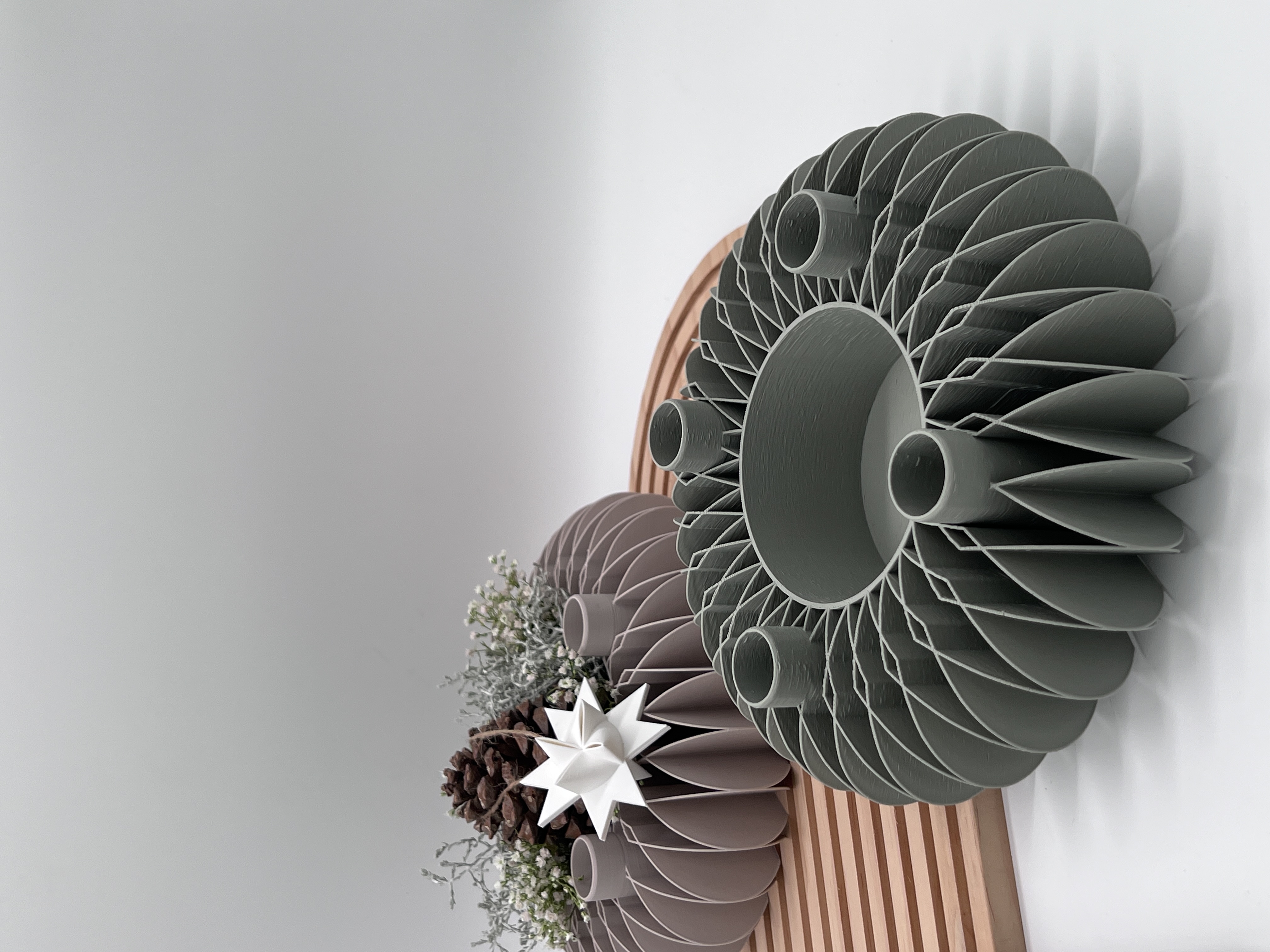 3D gedruckter Kranz für LED-Stabkerzen | Moderner Adventskranz