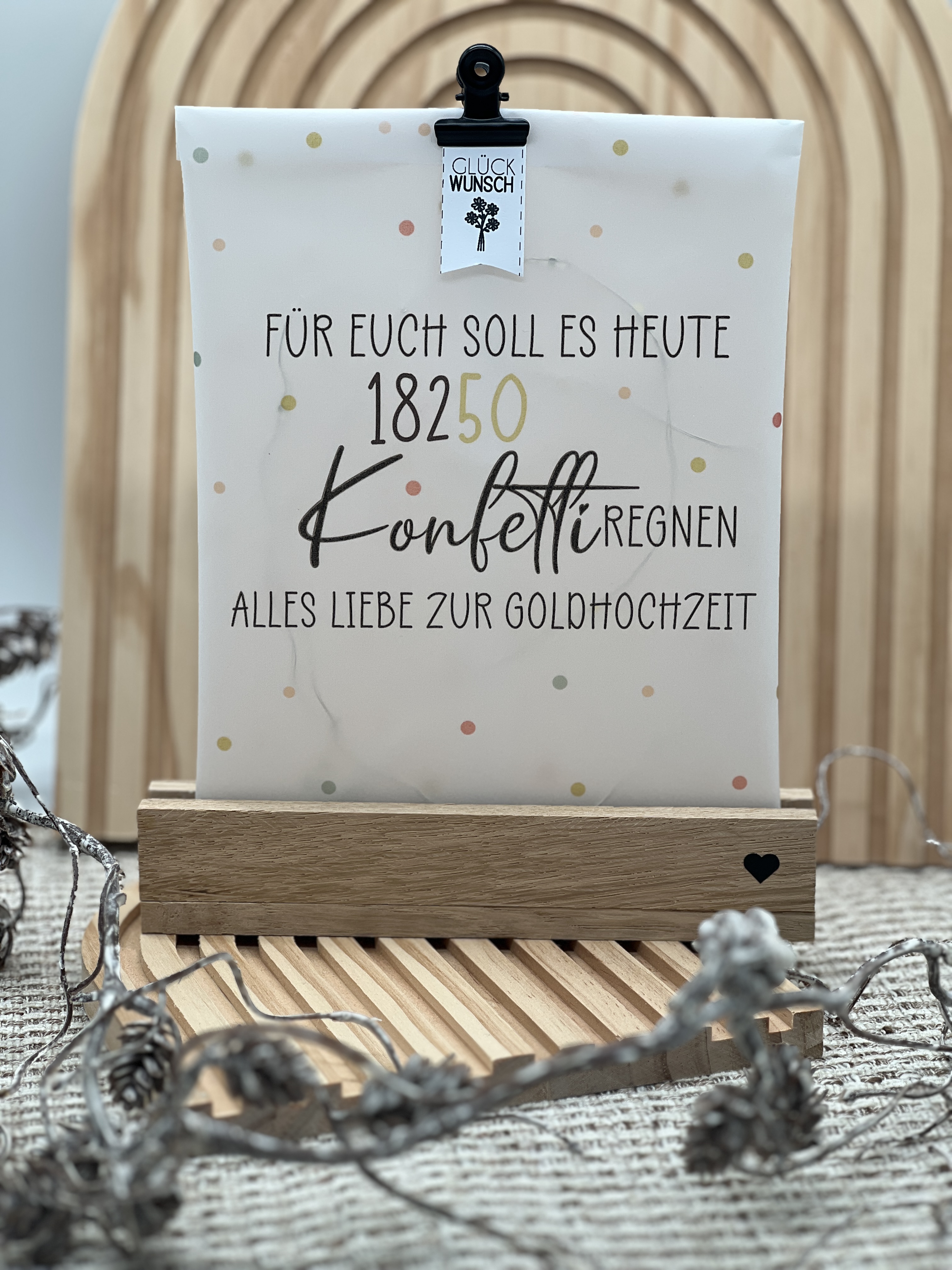 Lichttüte mit Motiv Goldhochzeit Geldgeschenk