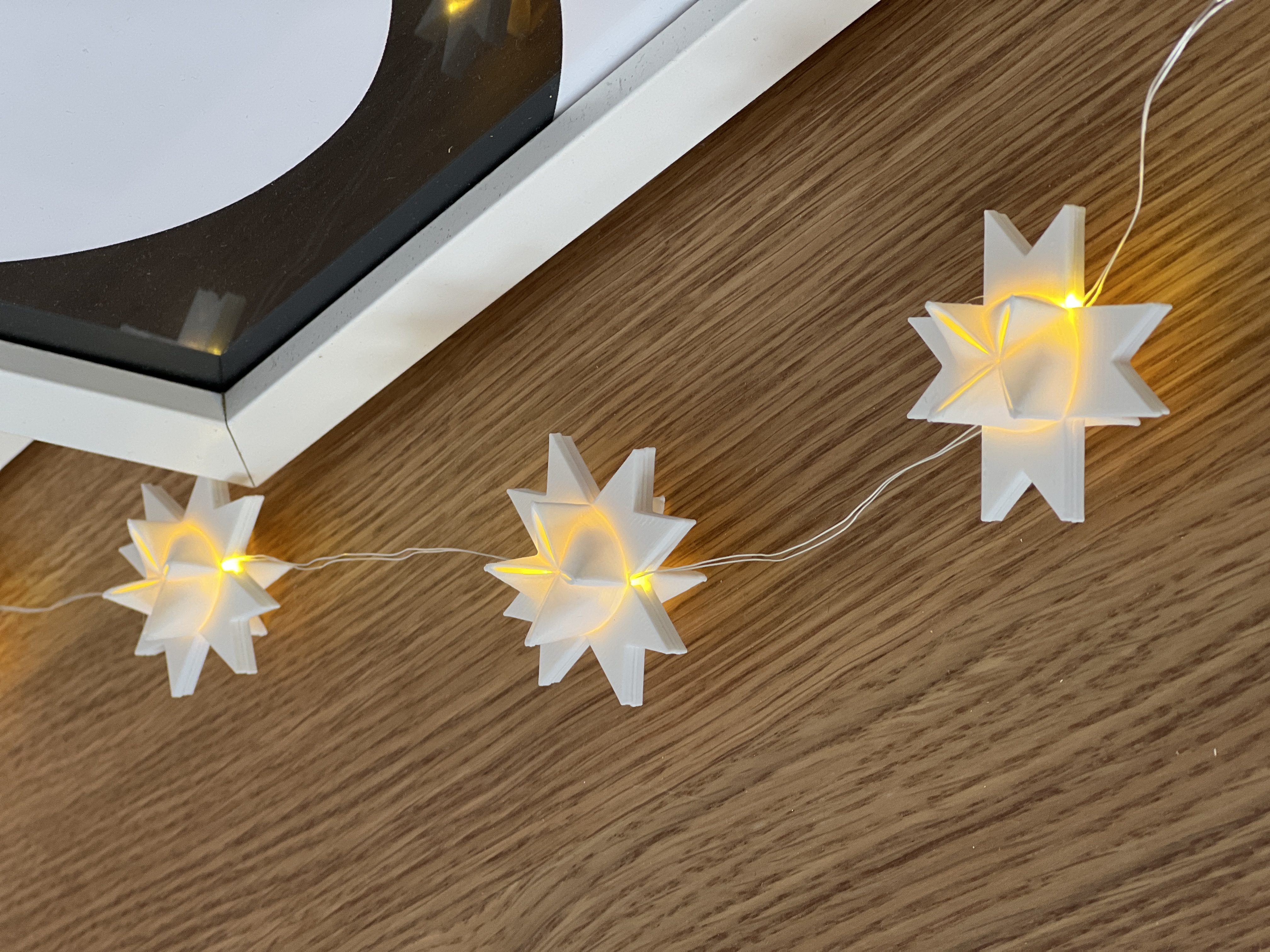 LED Lichterkette mit Fröbelsternen - 1m - 10LED´s - 3D Druck Weihnachtsdekoration
