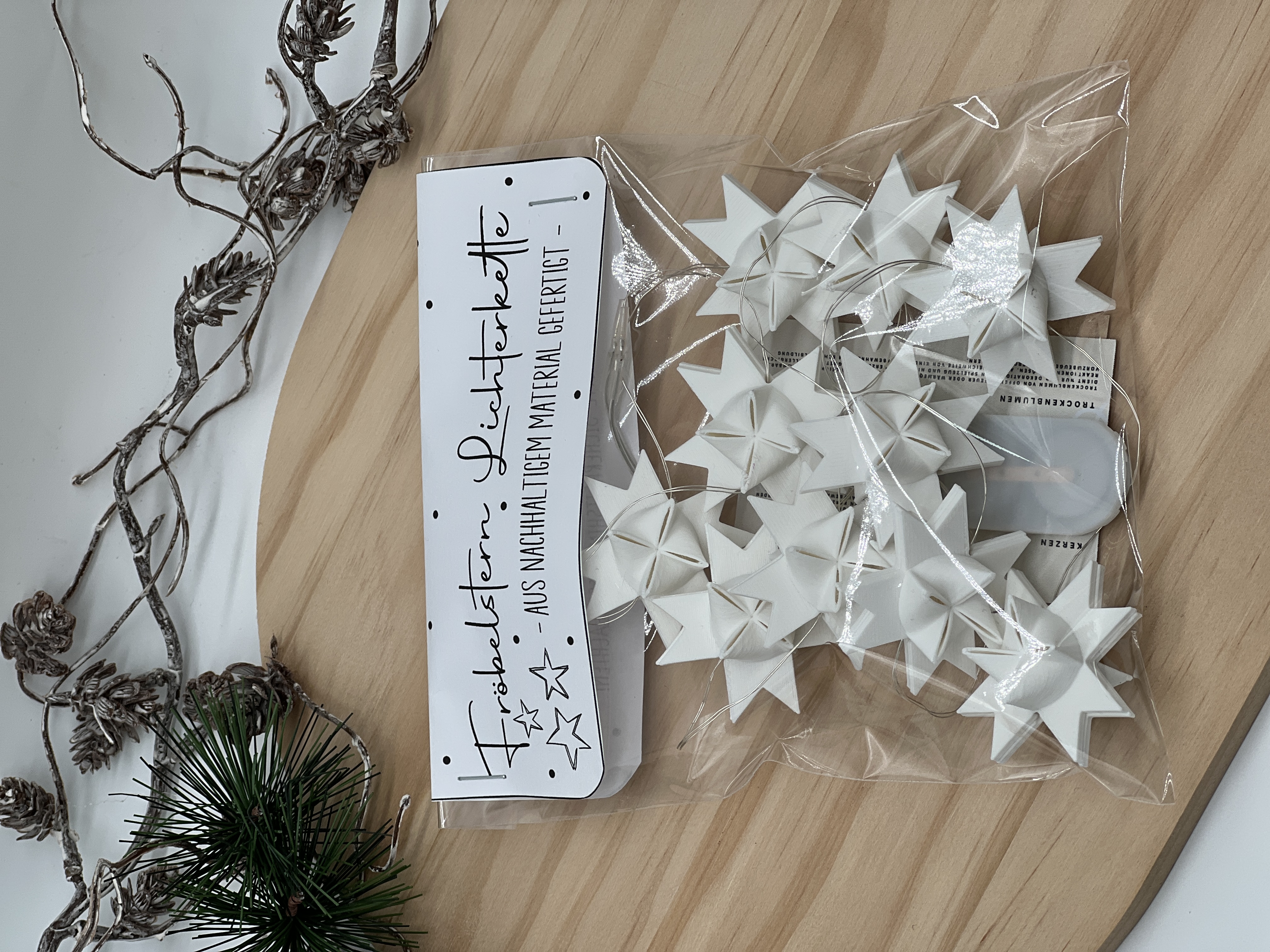 LED Lichterkette mit Fröbelsternen - 1m - 10LED´s - 3D Druck Weihnachtsdekoration