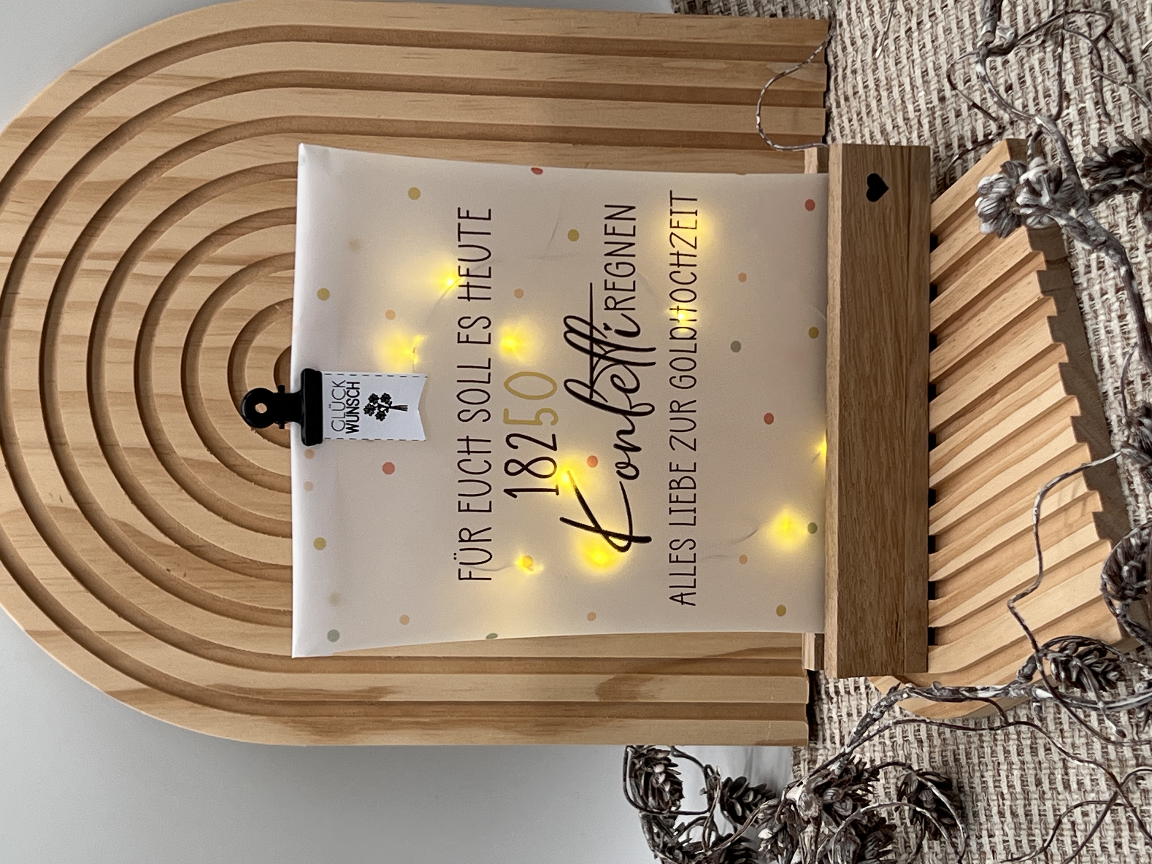 Lichttüte mit Motiv Goldhochzeit Geldgeschenk