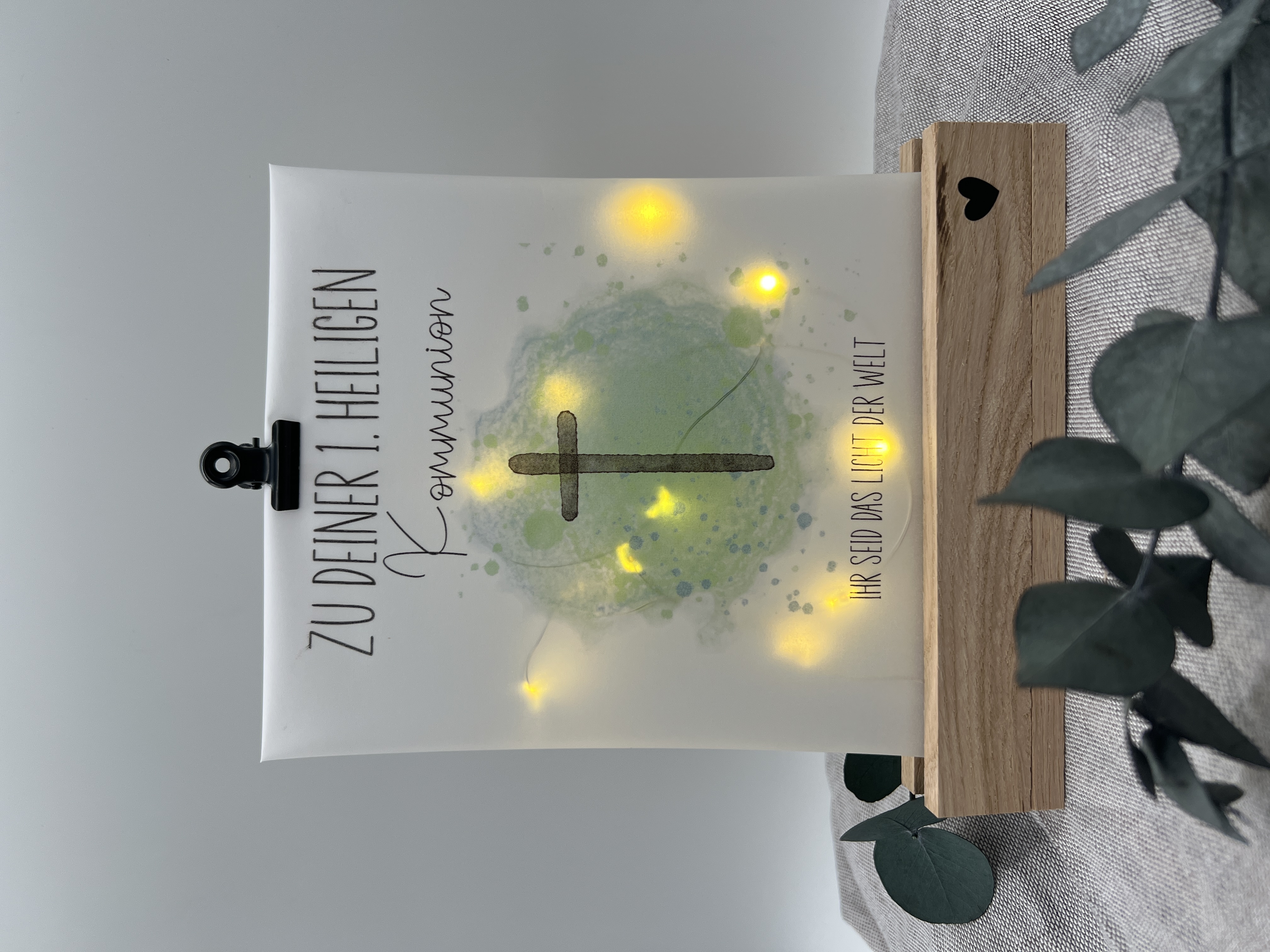 Lichttüte mit Motiv und Spruch Kommunion