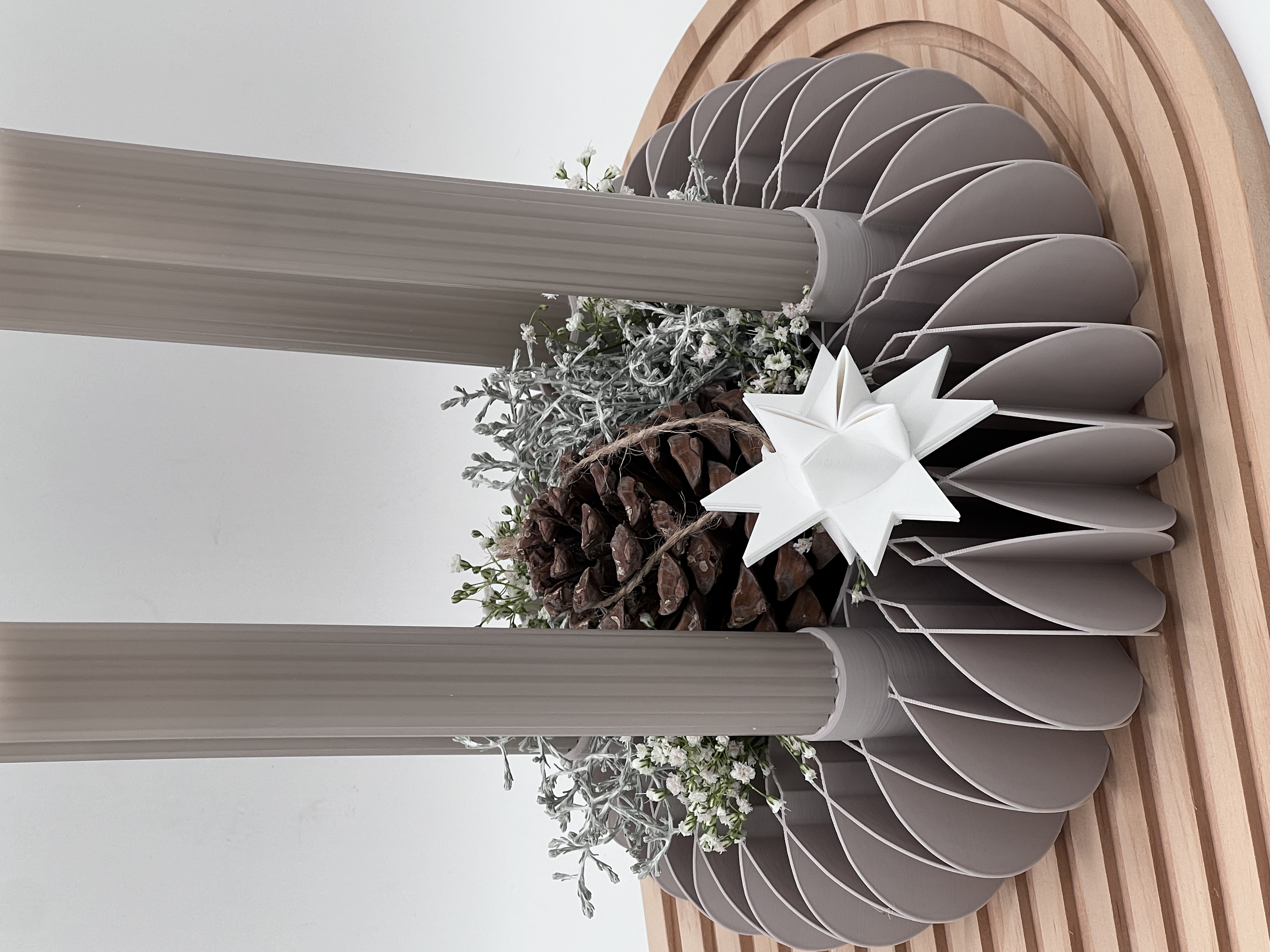 3D gedruckter Kranz für LED-Stabkerzen | Moderner Adventskranz