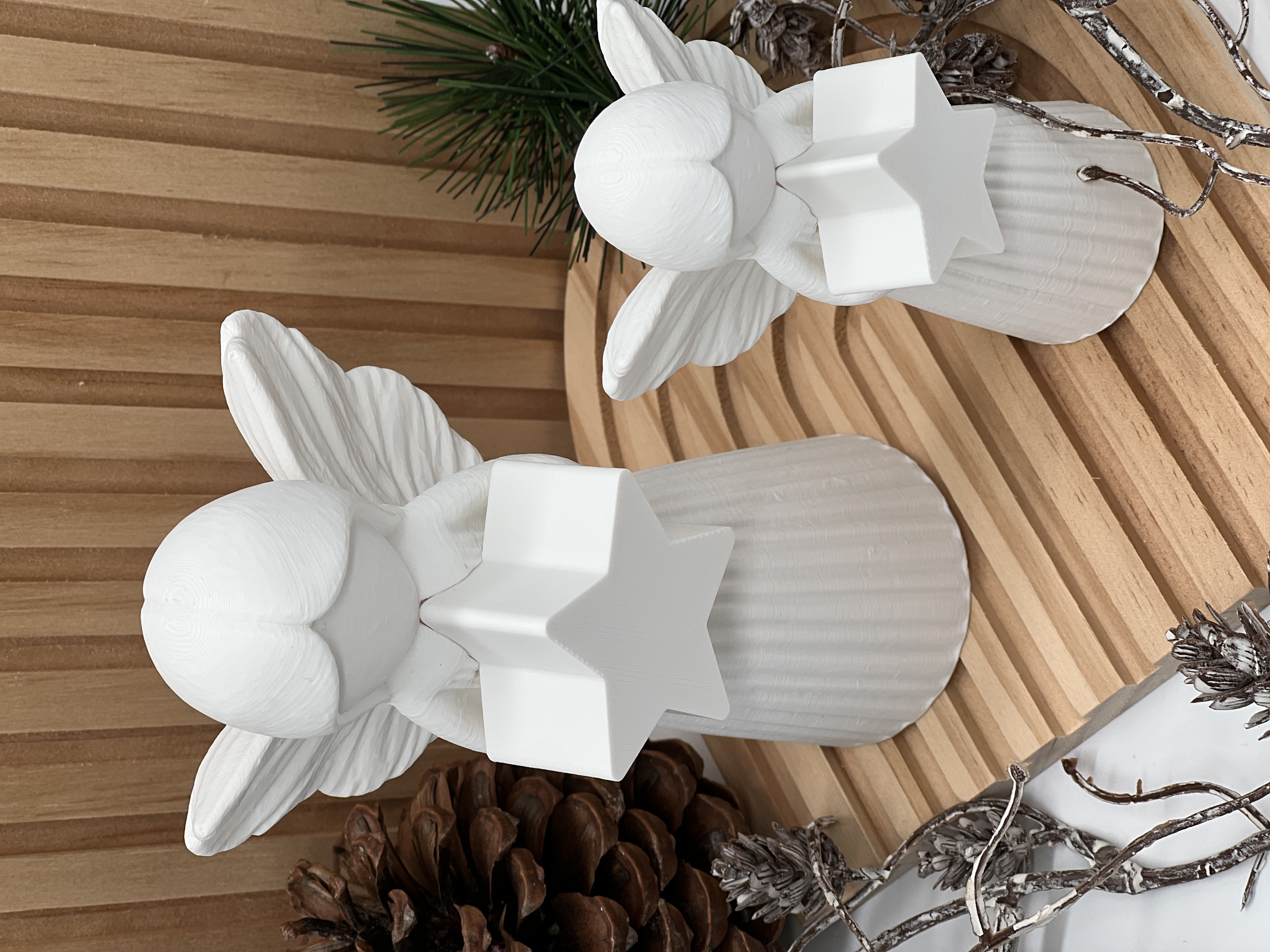 Engel mit leuchtendem Stern | 3D-Druck Weihnachtsdeko | beleuchtbarer Deko-Engel