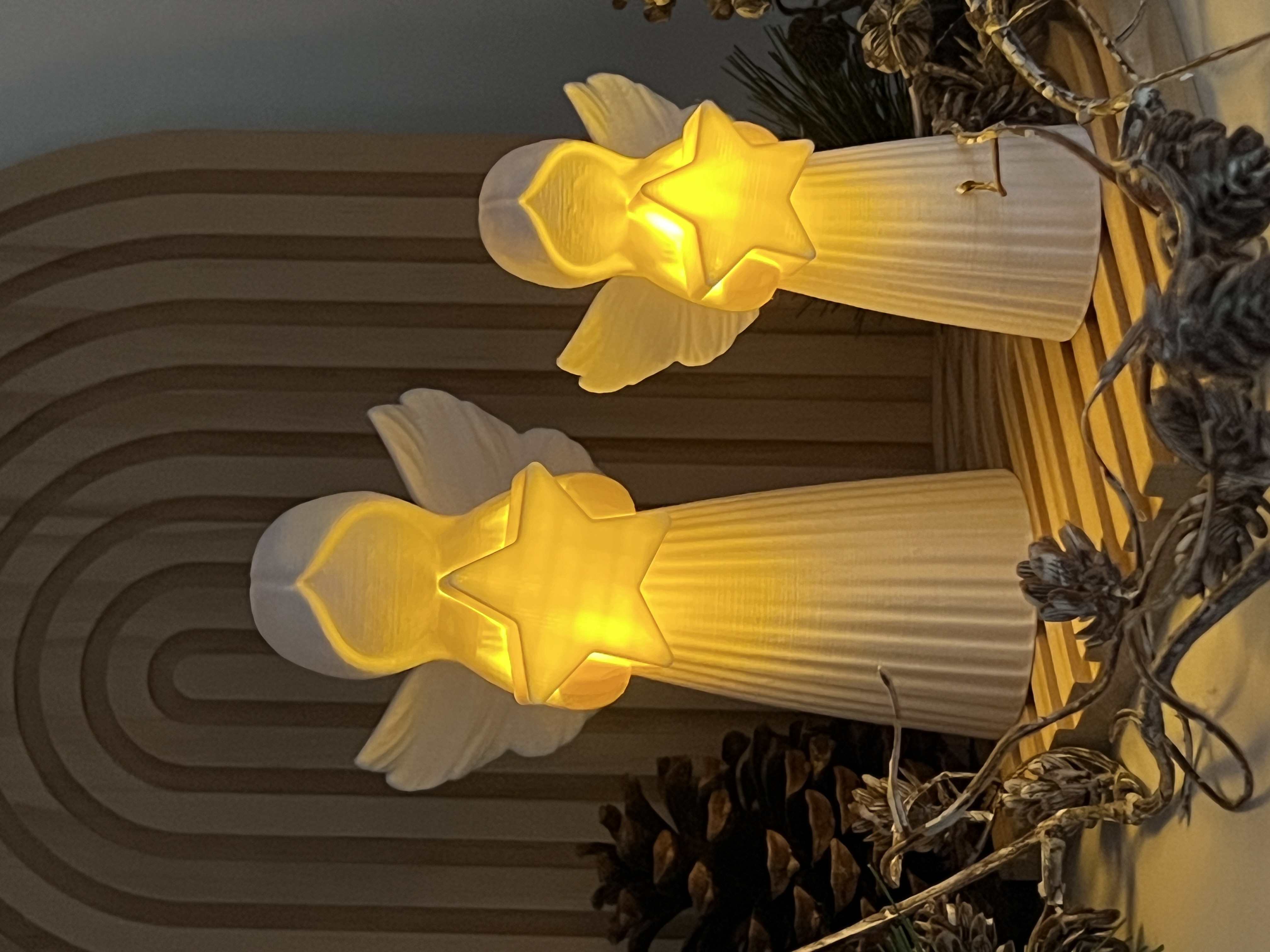 Engel mit leuchtendem Stern | 3D-Druck Weihnachtsdeko | beleuchtbarer Deko-Engel